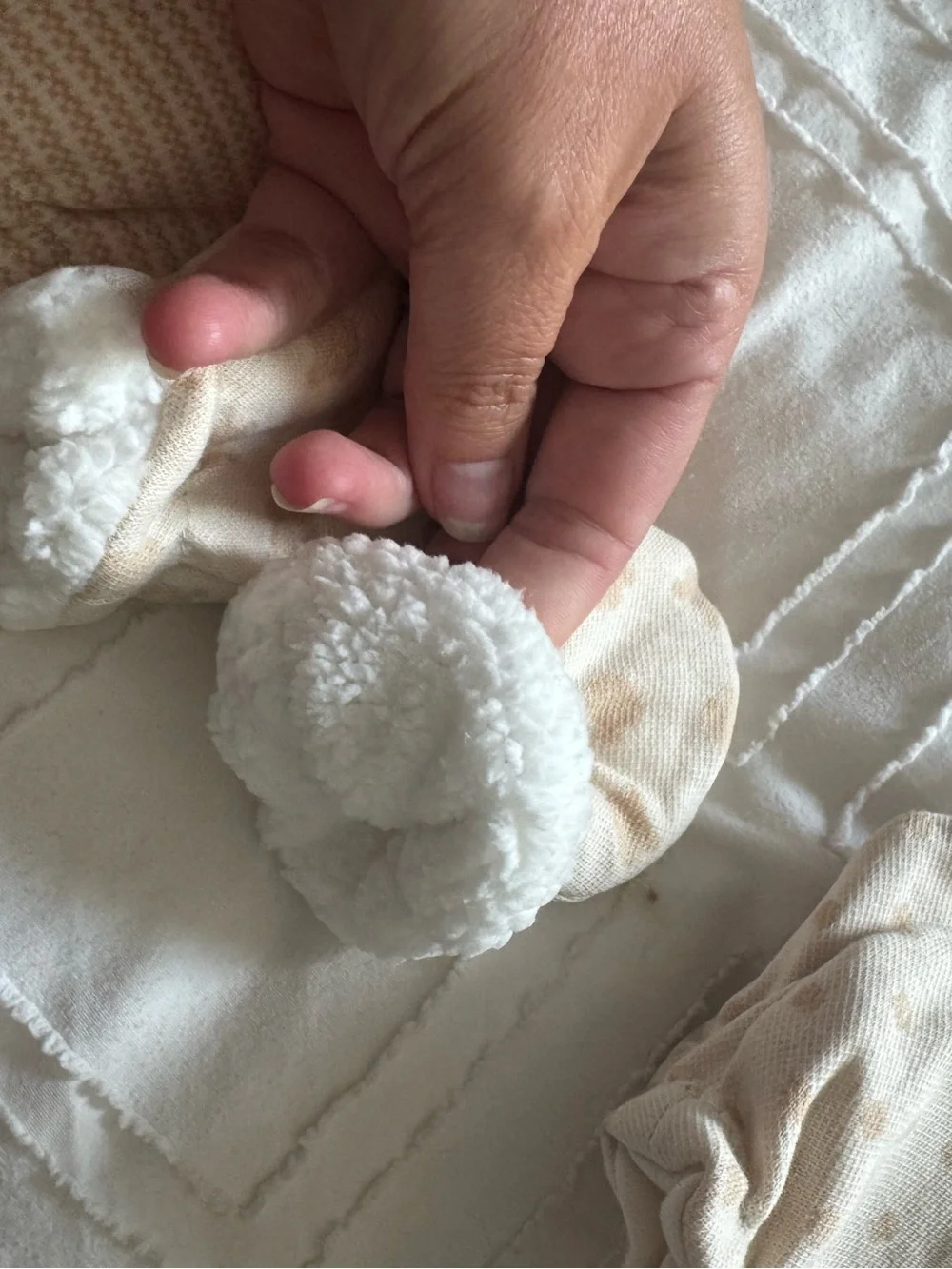 Neutral Beige Baby Mittens Set